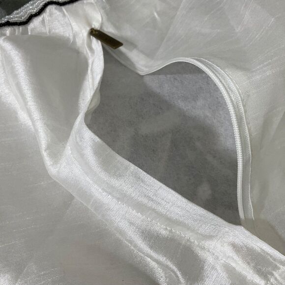 Moth Decorative Round Beaded Pillow cover only Butterfly Blk/wht/gd. Accent 13" - Picture 4 of 8